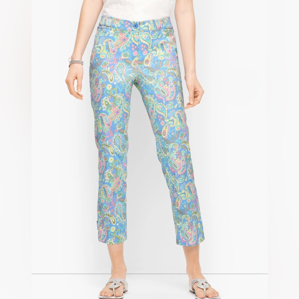Talbots Perfect Crop Pants Women’s Size 8 Parleys Print Multicolor